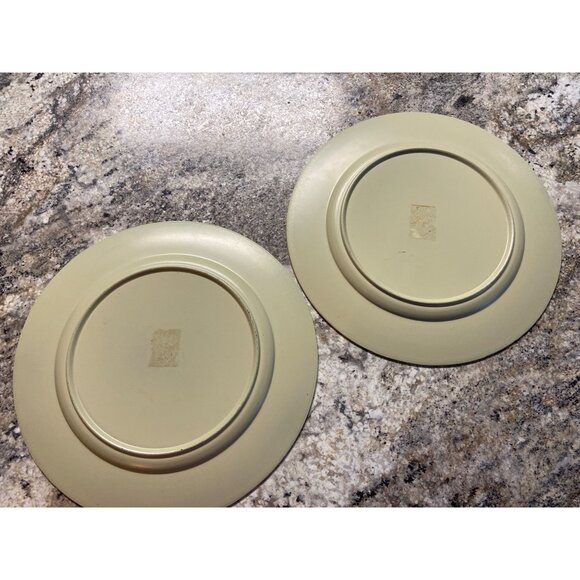 Palm Tree Decorative Plates Coastal Tropical Wall Art Charger Style Set of 2 - Picture 4 of 5